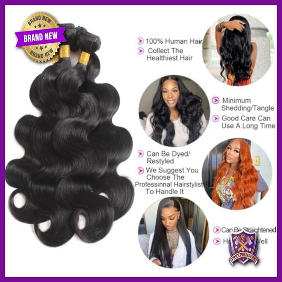 4 Bundle Body Wave Human Hair Extensions 18-24 Inch Soft Silky Weave main image 5